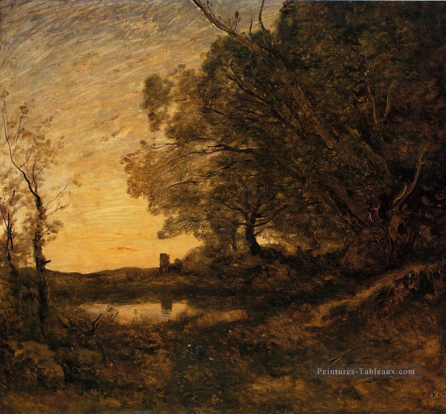 Tour lointaine du soir Jean Baptiste Camille Corot Peintures à l'huile